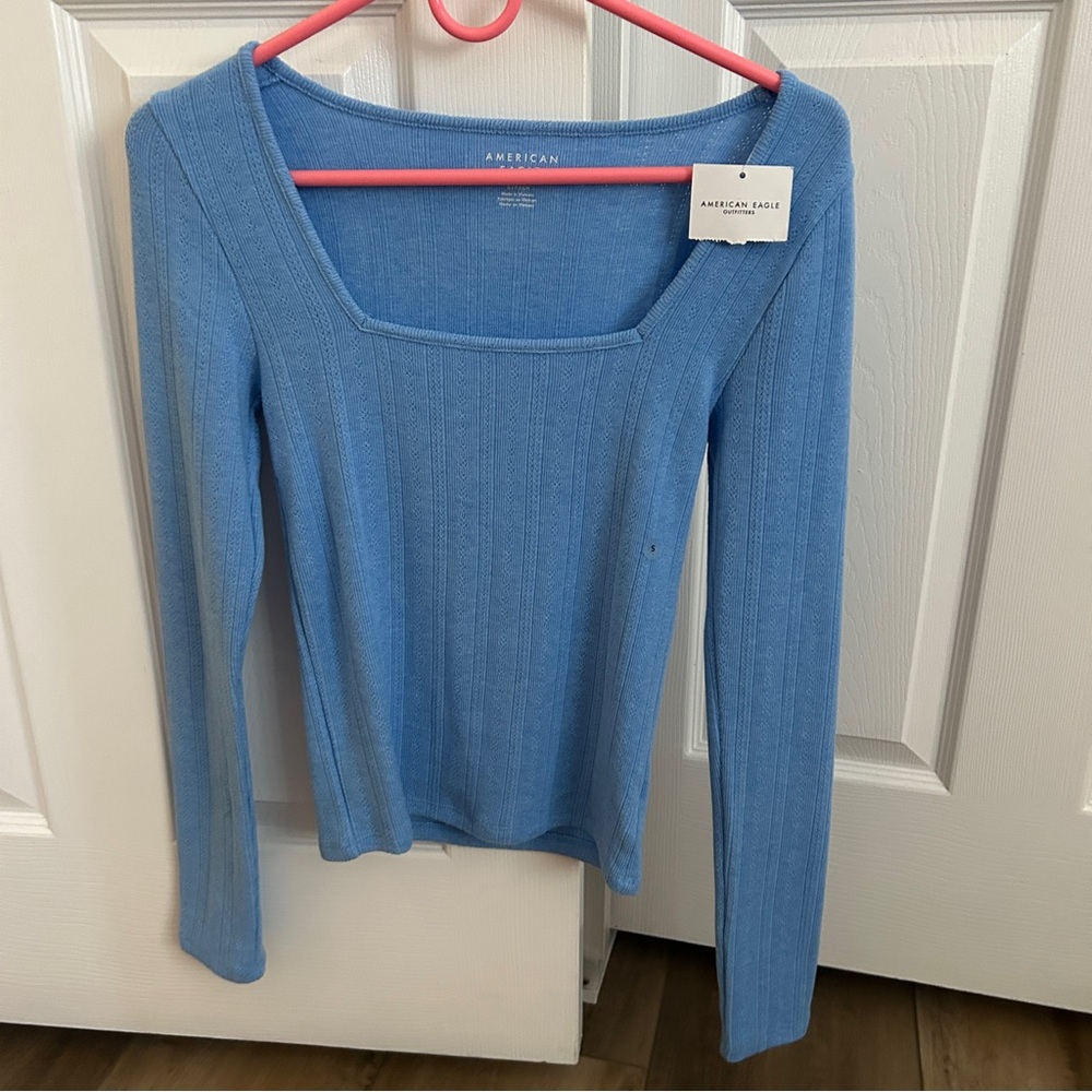 American Eagle Outfitters Light Blue Long Sleeve Top